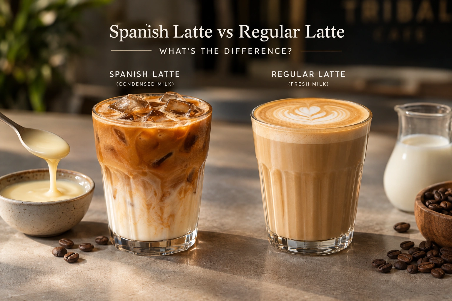 Spanish latte vs regular latte at Tribal Cafe DHA Phase 6 Lahore