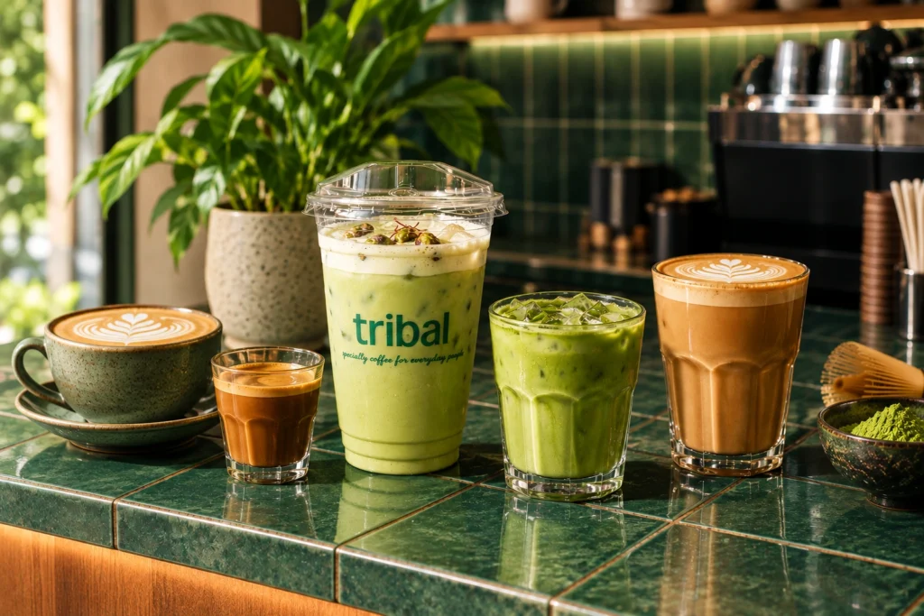 Matcha and coffee options at Tribal Cafe DHA Phase 6 Lahore open 7AM to 1AM